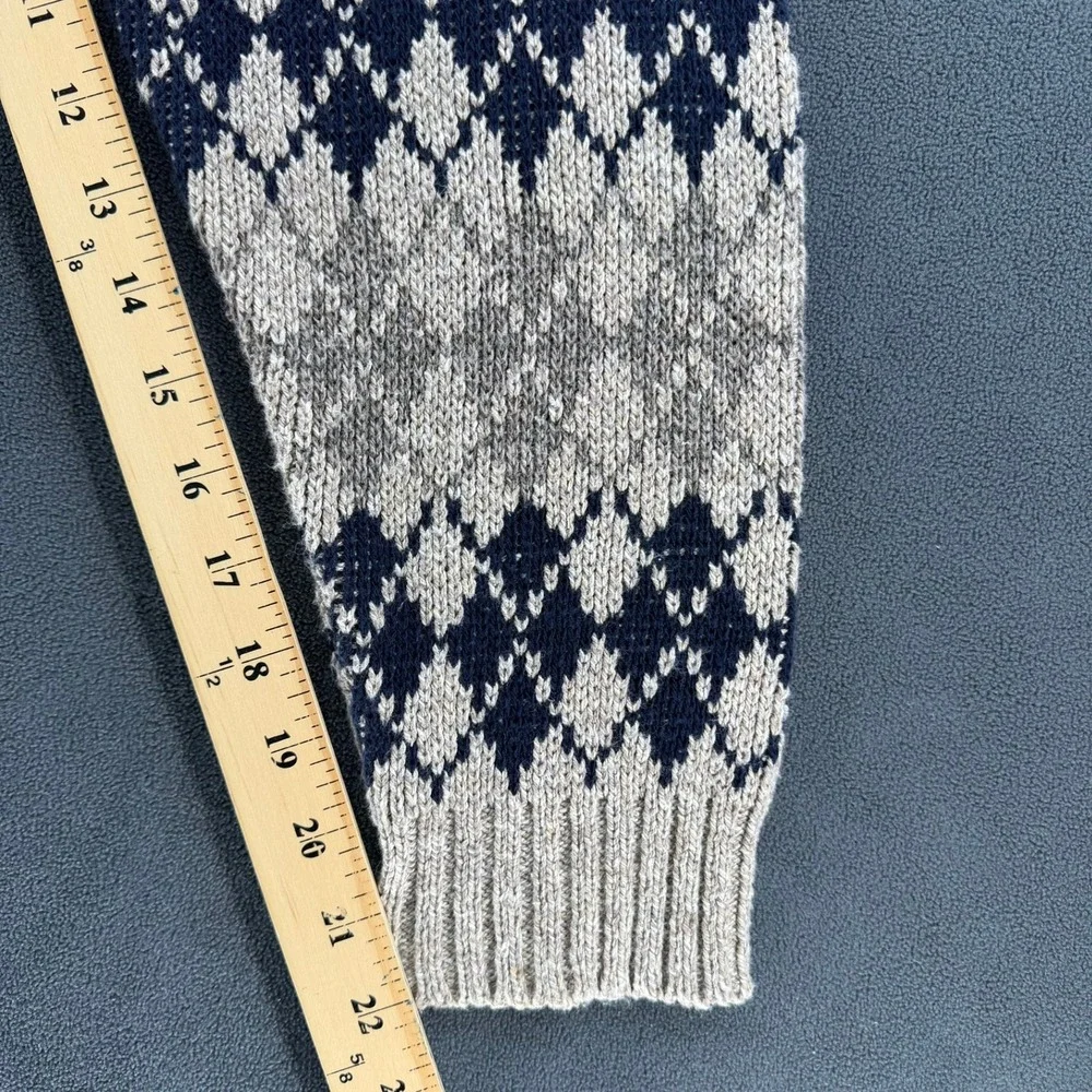 Vintage SCANDIA Argyle Cotton Knit Sweater Mens L Made In USA 80s 90s Grandpa